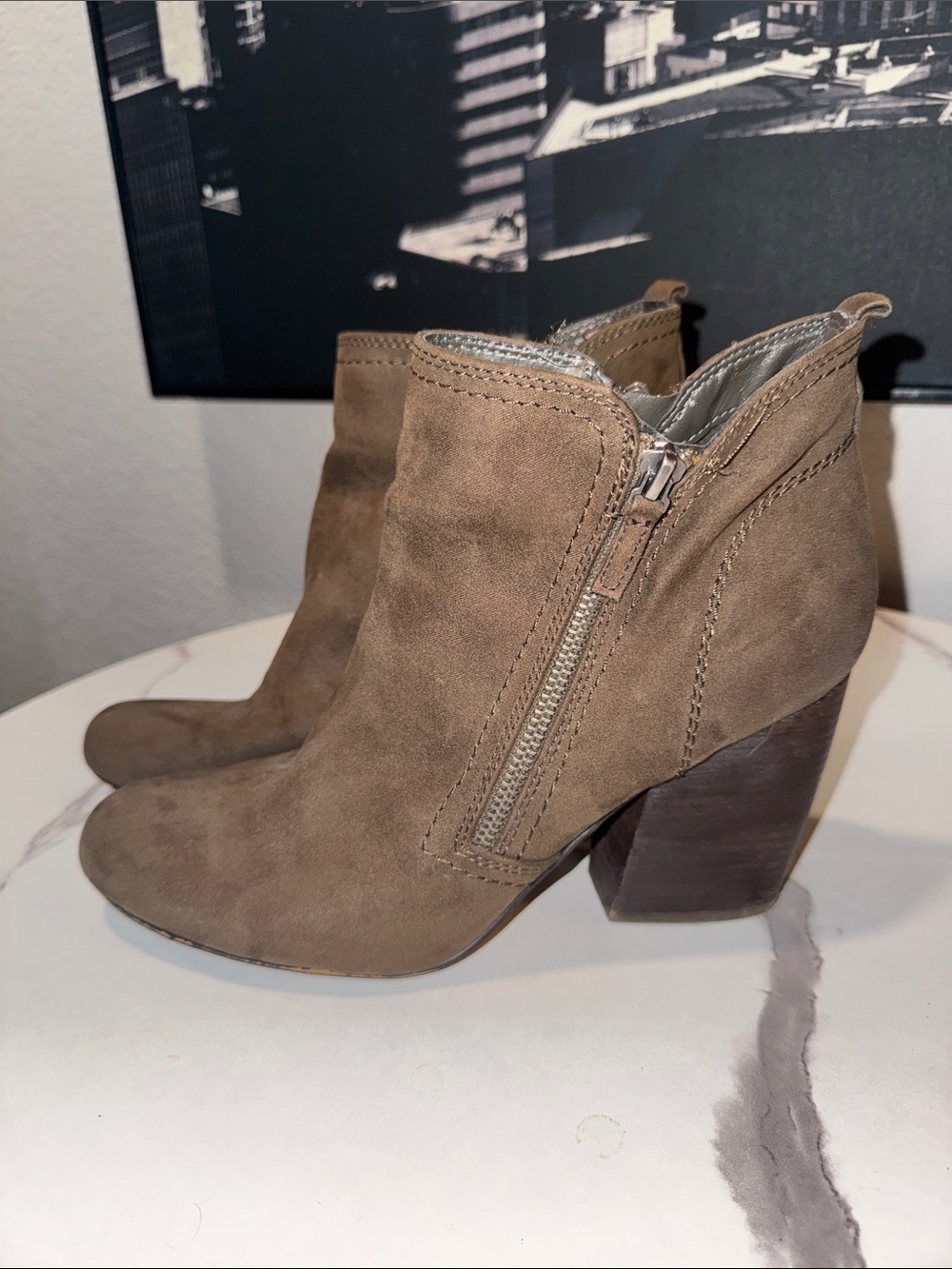 Crown Vintage Brown Suede Side-Zip Ankle Booties